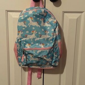 Unicorn Print Kids Backpack - Blue and Pink